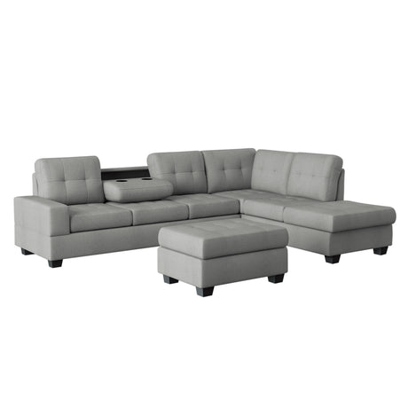 Maston Gray 2-Piece Reversible Sectional with Drop-Down Cup Holders and Storage Ottoman from Homelegance - Luna Furniture