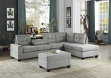 Maston Gray 2-Piece Reversible Sectional with Drop-Down Cup Holders and Storage Ottoman from Homelegance - Luna Furniture