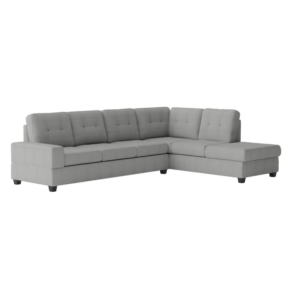 9507GRY*3OT (2)2-Piece Reversible Sectional with Drop-Down Cup Holders and Storage Ottoman - Luna Furniture