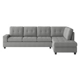 Maston Gray 2-Piece Reversible Sectional with Drop-Down Cup Holders and Storage Ottoman from Homelegance - Luna Furniture