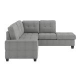 Maston Gray 2-Piece Reversible Sectional with Drop-Down Cup Holders and Storage Ottoman from Homelegance - Luna Furniture