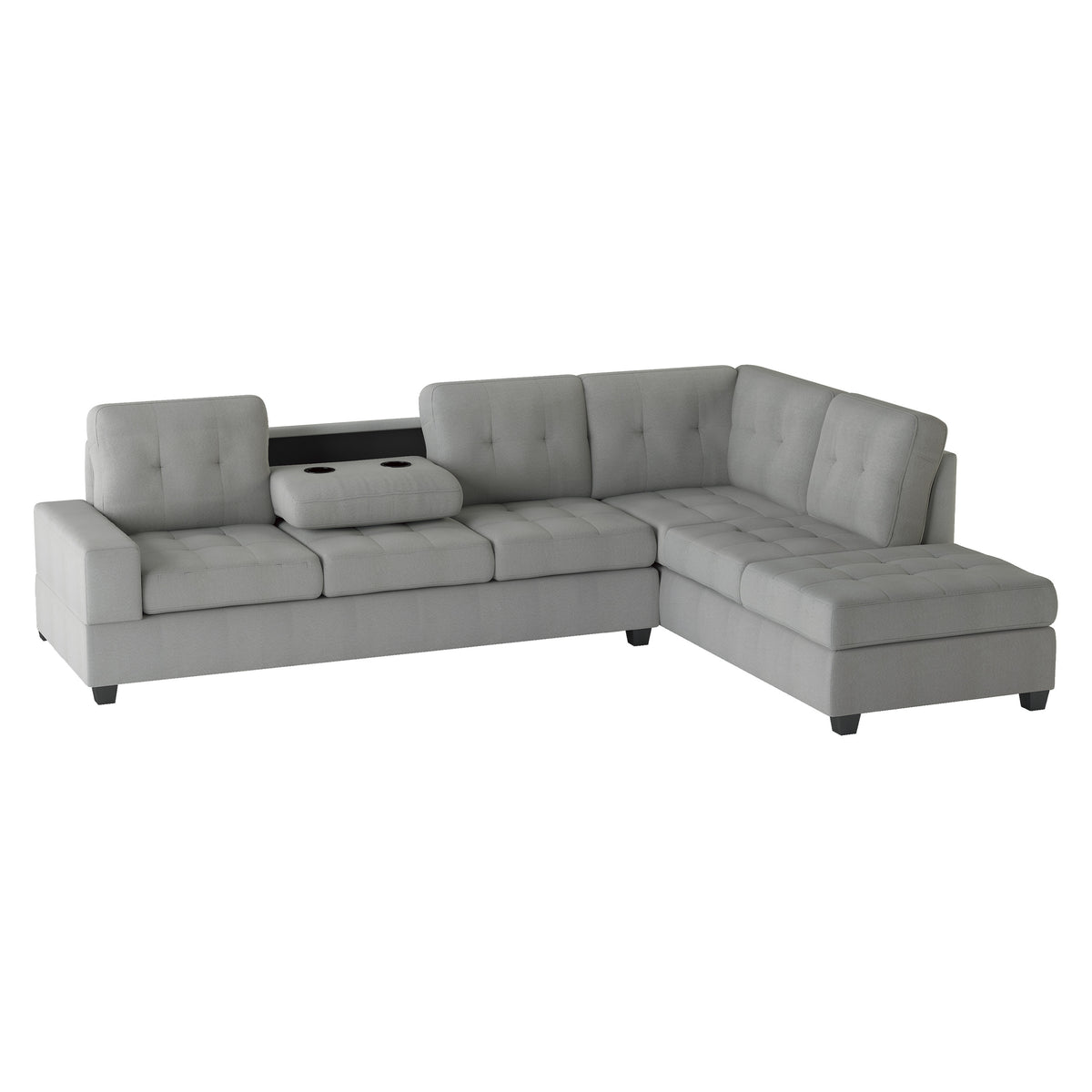 Maston Gray 2-Piece Reversible Sectional with Drop-Down Cup Holders and Storage Ottoman from Homelegance - Luna Furniture