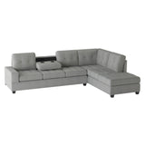 Maston Gray 2-Piece Reversible Sectional with Drop-Down Cup Holders and Storage Ottoman from Homelegance - Luna Furniture