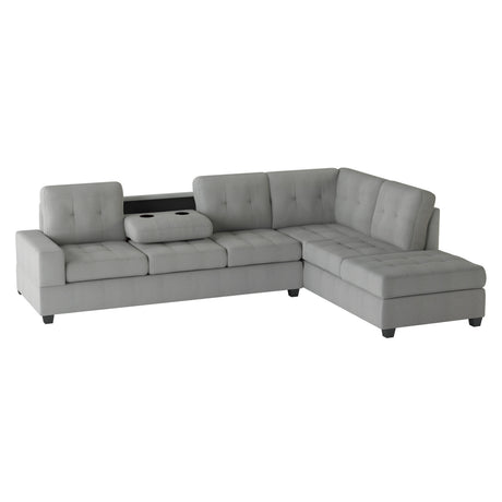 Maston Gray 2-Piece Reversible Sectional with Drop-Down Cup Holders and Storage Ottoman from Homelegance - Luna Furniture