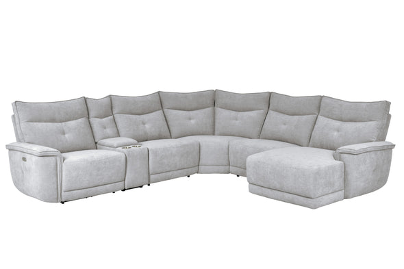 9509MGY*6LRPWH5R (6)6-Piece Modular Power Reclining Sectional with Power Headrests, Right Chaise and USB Port - Luna Furniture
