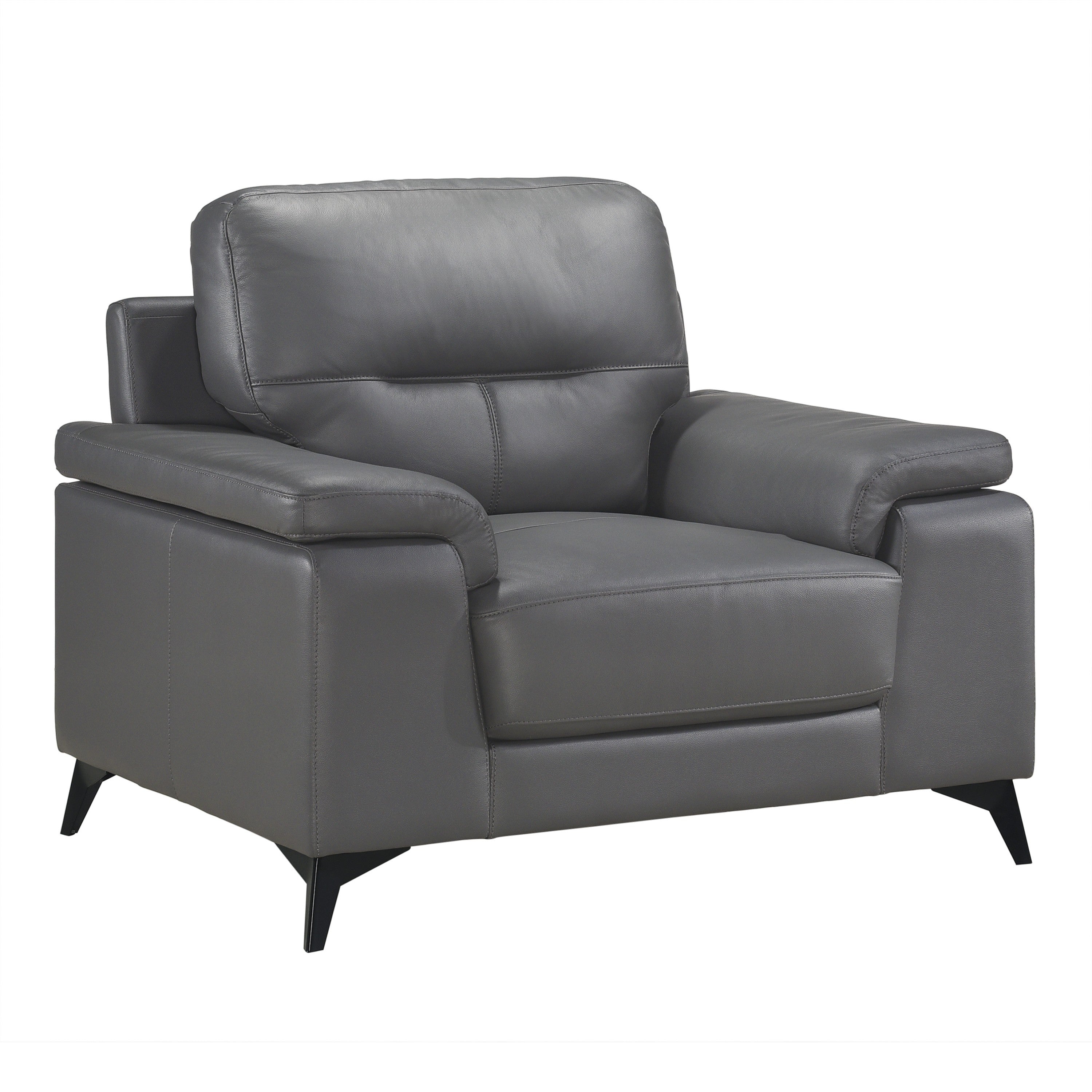 Mischa Dark Gray Top-Grain Leather Chair from Homelegance - Luna Furniture