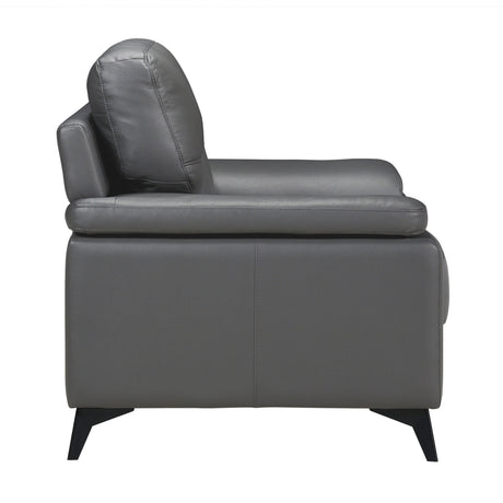 Mischa Dark Gray Top-Grain Leather Chair from Homelegance - Luna Furniture