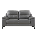 Mischa Dark Gray Top-Grain Leather Loveseat - Luna Furniture