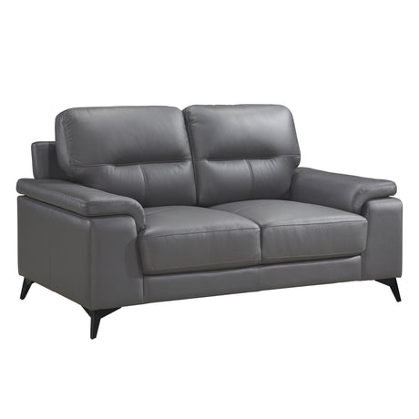 Mischa Dark Gray Top-Grain Leather Loveseat from Homelegance - Luna Furniture