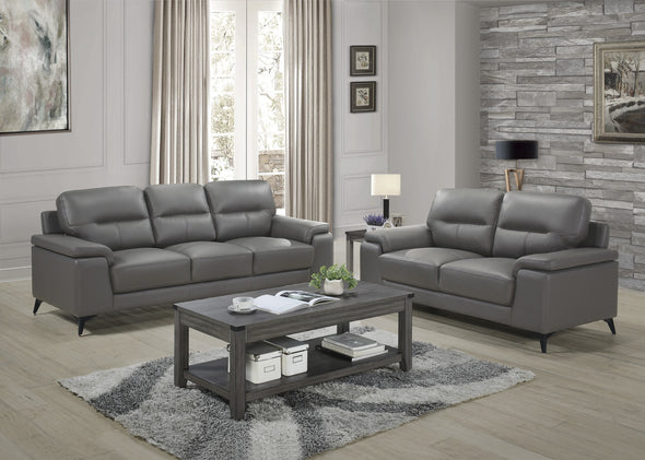 Mischa Dark Gray Top-Grain Leather Living Room Set - Luna Furniture