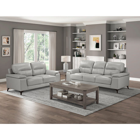 Mischa Silver Grain Top Grain Leather Loveseat from Homelegance - Luna Furniture