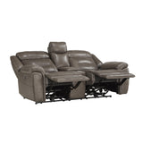 9528BRG-2PWH Power Double Reclining Love Seat with Center Console, Power Headrests and USB Ports - Luna Furniture