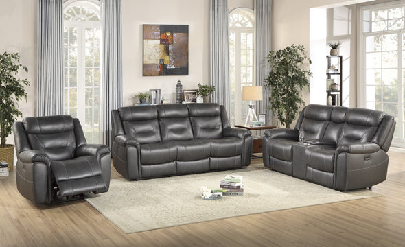 9528DGY-3PWH Power Double Reclining Sofa with Power Headrests and USB Ports - Luna Furniture