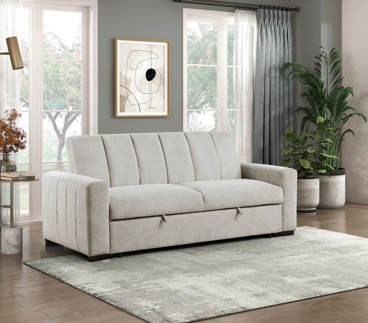 Michah Light Gray Convertible Sofa with Pull-out Bed from Homelegance - Luna Furniture