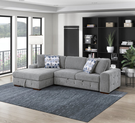 9624GY*2LC2R (2)2-Piece Sectional with Left Chaise from Homelegance - Luna Furniture