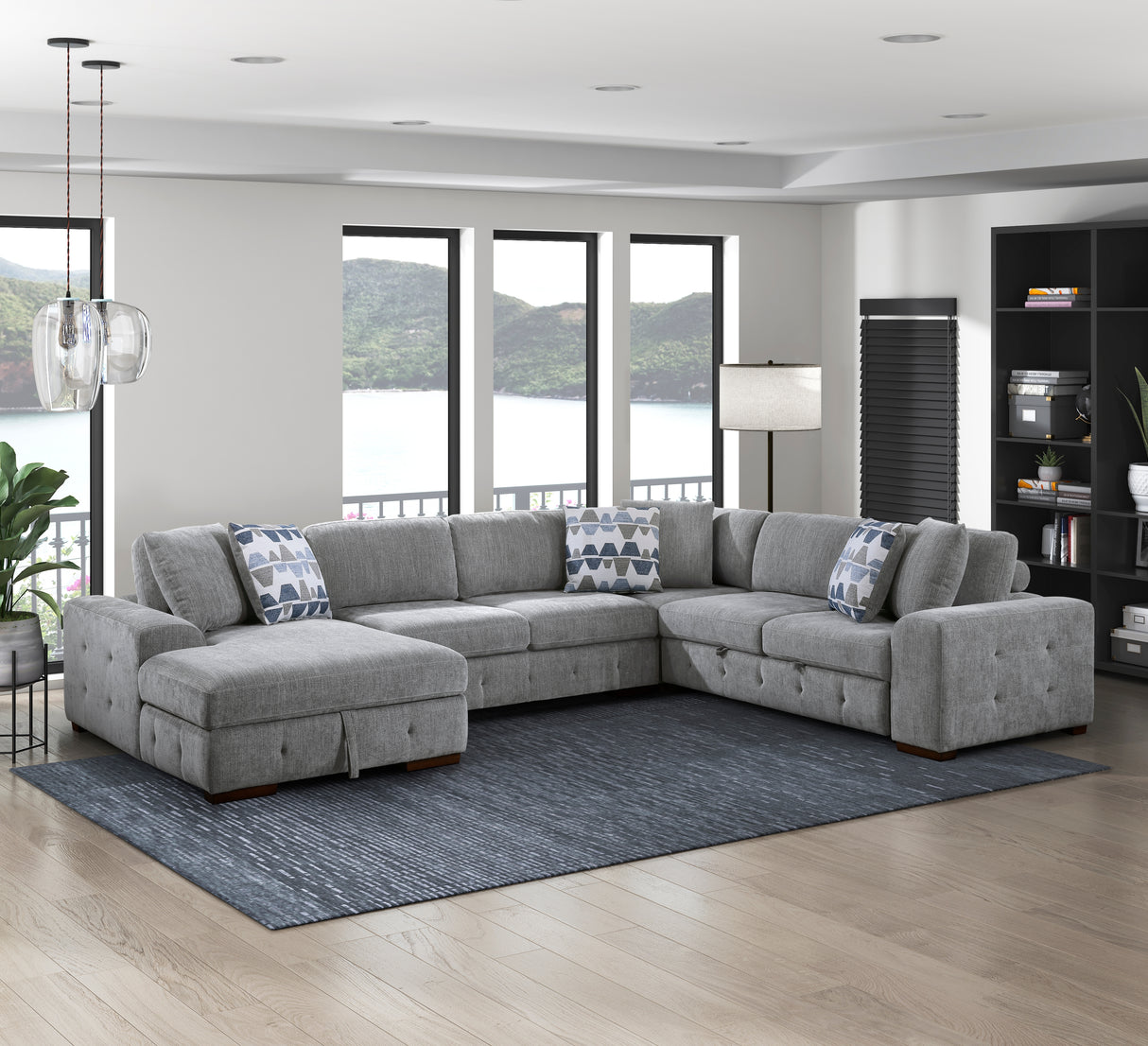 9624GY*42RLC (4)4-Piece Sectional with Left Chaise from Homelegance - Luna Furniture