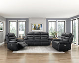 Hancock Black Leather Power Double Reclining Loveseat from Homelegance - Luna Furniture