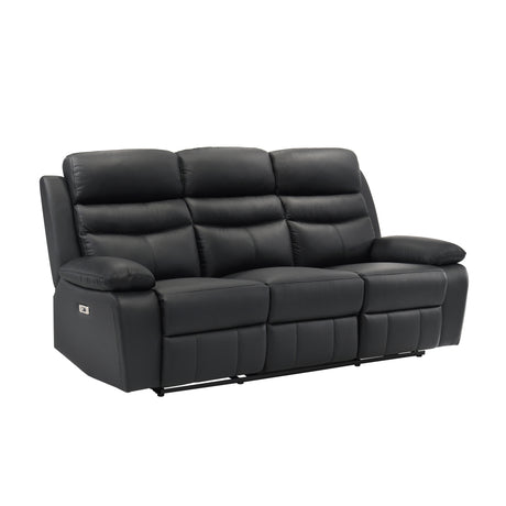 Hancock Black Leather Power Double Reclining Living Room Set from Homelegance - Luna Furniture