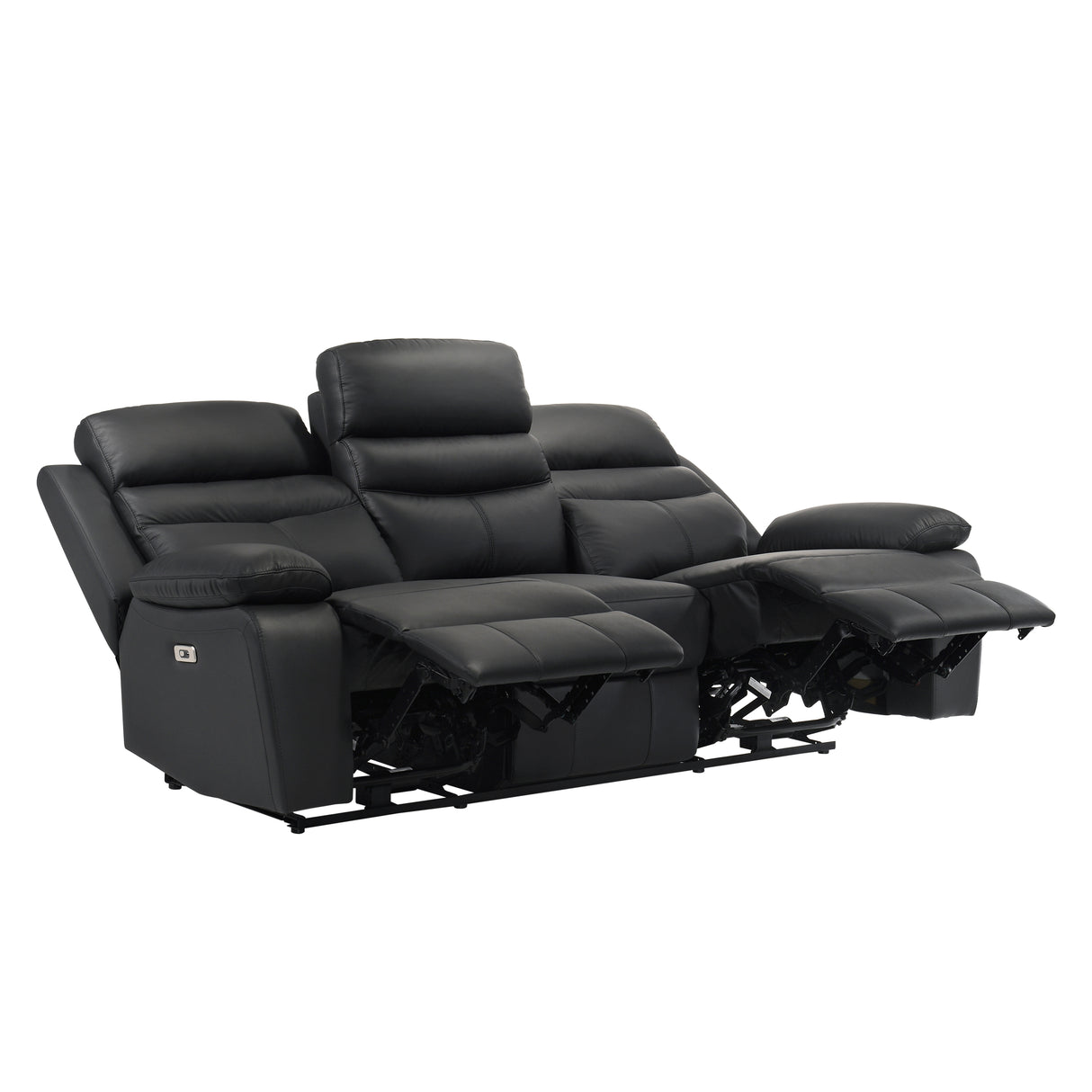 Hancock Black Leather Power Double Reclining Sofa from Homelegance - Luna Furniture