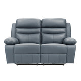 Hancock Blue Leather Power Double Reclining Loveseat from Homelegance - Luna Furniture