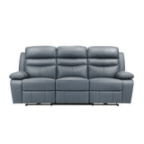 Hancock Blue Leather Power Double Reclining Sofa from Homelegance - Luna Furniture