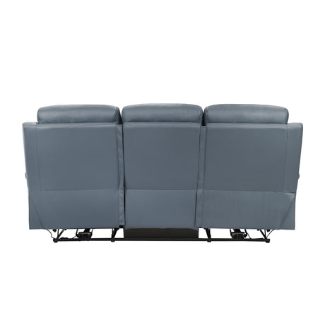 Hancock Blue Leather Power Double Reclining Sofa from Homelegance - Luna Furniture