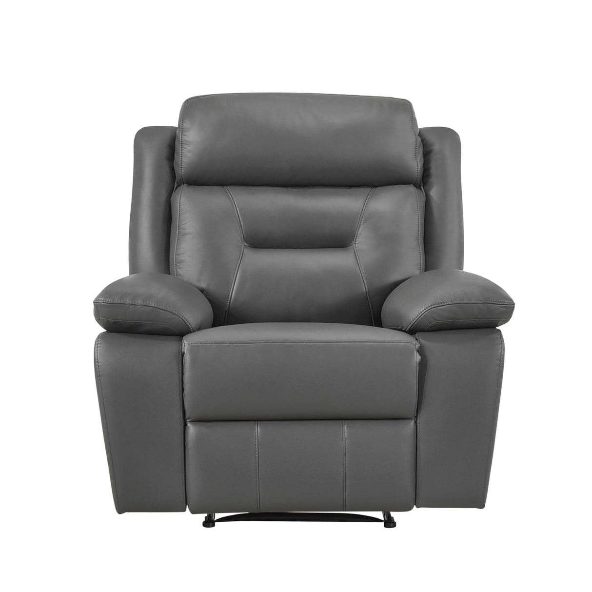 Laconia Dark Gray Leather Reclining Chair from Homelegance - Luna Furniture