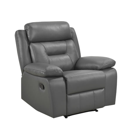 Laconia Dark Gray Leather Reclining Chair from Homelegance - Luna Furniture