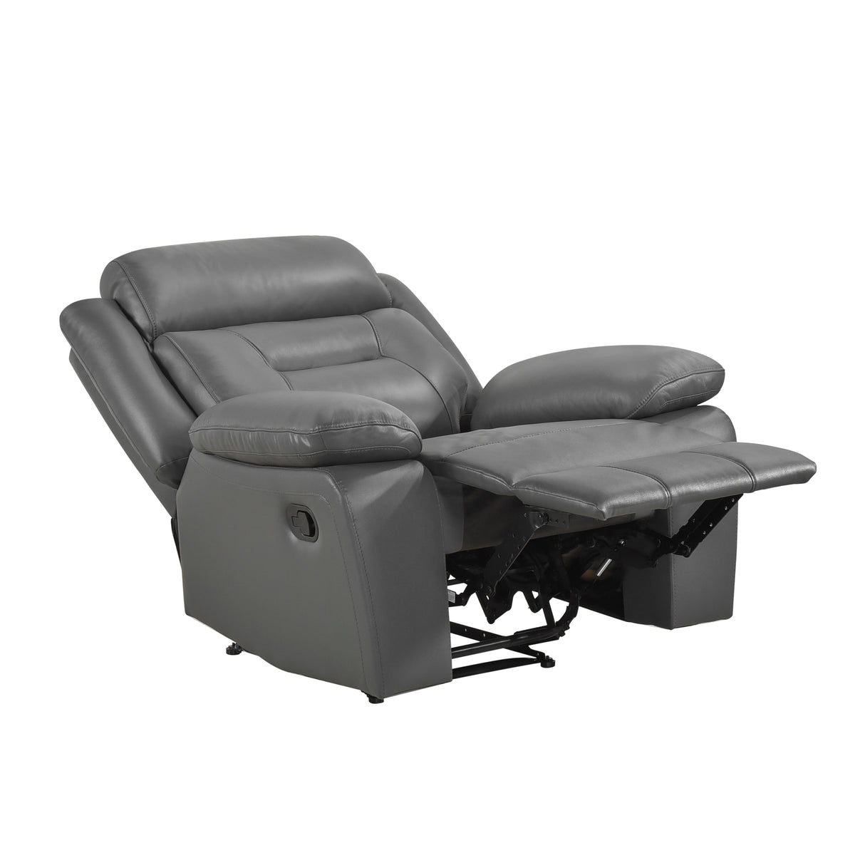 Laconia Dark Gray Leather Reclining Chair from Homelegance - Luna Furniture
