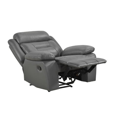 Laconia Dark Gray Leather Reclining Chair from Homelegance - Luna Furniture