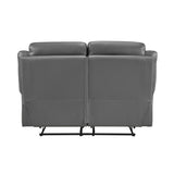 Laconia Dark Gray Leather Double Reclining Loveseat from Homelegance - Luna Furniture