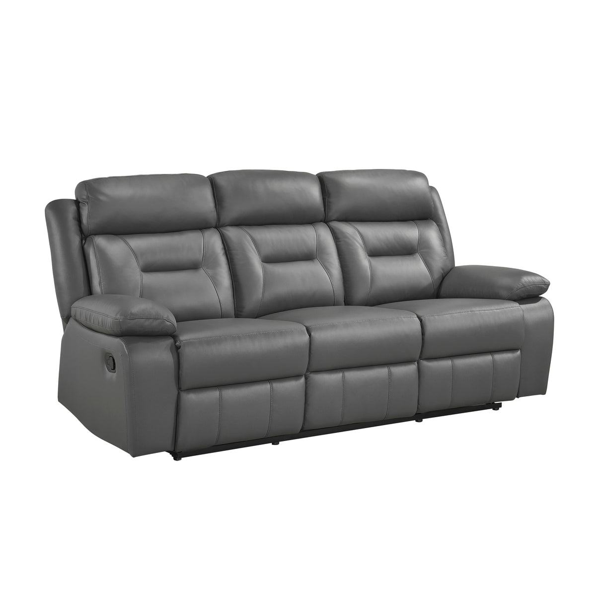 Laconia Dark Gray Leather Double Reclining Sofa from Homelegance - Luna Furniture