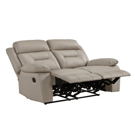 Laconia Latte Leather Double Reclining Loveseat from Homelegance - Luna Furniture