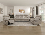 Laconia Latte Leather Double Reclining Loveseat from Homelegance - Luna Furniture