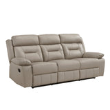 Laconia Latte Leather Double Reclining Sofa from Homelegance - Luna Furniture