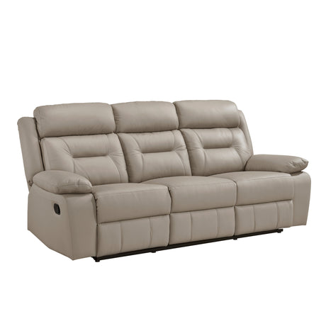 Laconia Latte Leather Double Reclining Sofa from Homelegance - Luna Furniture