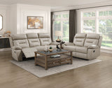 Laconia Latte Leather Double Reclining Sofa from Homelegance - Luna Furniture