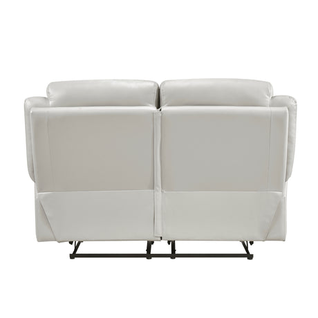 Laconia Silver Leather Double Reclining Loveseat from Homelegance - Luna Furniture