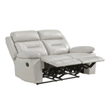 Laconia Silver Leather Double Reclining Loveseat from Homelegance - Luna Furniture