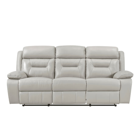 Laconia Silver Leather Double Reclining Sofa from Homelegance - Luna Furniture