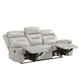 Laconia Silver Leather Double Reclining Sofa from Homelegance - Luna Furniture