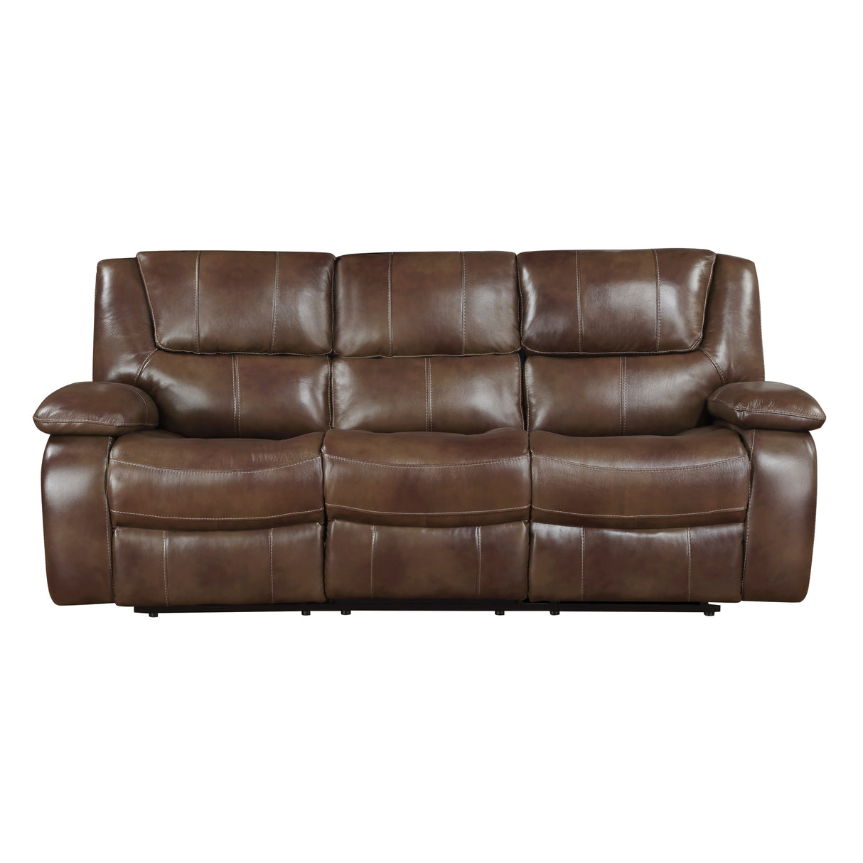 Ellicott Brown Leather Double Reclining Sofa from Homelegance - Luna Furniture
