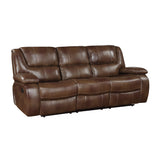 Ellicott Brown Leather Double Reclining Sofa from Homelegance - Luna Furniture