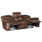 Ellicott Brown Leather Double Reclining Sofa from Homelegance - Luna Furniture