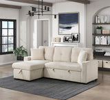 Rhett Beige 3-Piece Reversible Sectional with Pull-out Bed and Hidden Storage from Homelegance - Luna Furniture