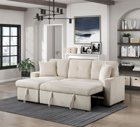 Rhett Beige 3-Piece Reversible Sectional with Pull-out Bed and Hidden Storage from Homelegance - Luna Furniture