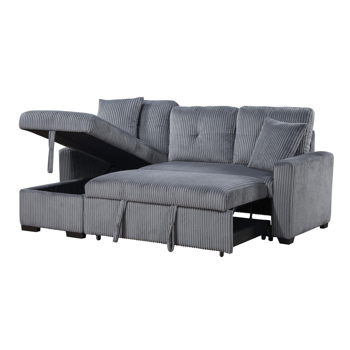 Rhett Dark Gray 3-Piece Reversible Sectional with Pull-out Bed and Hidden Storage from Homelegance - Luna Furniture