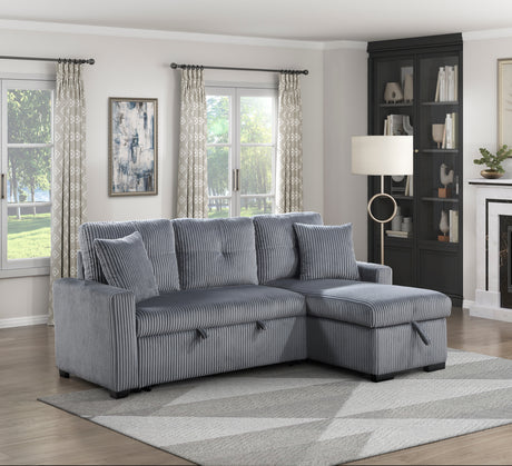 Rhett Dark Gray 3-Piece Reversible Sectional with Pull-out Bed and Hidden Storage from Homelegance - Luna Furniture