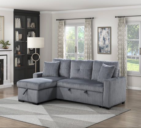 Rhett Dark Gray 3-Piece Reversible Sectional with Pull-out Bed and Hidden Storage from Homelegance - Luna Furniture