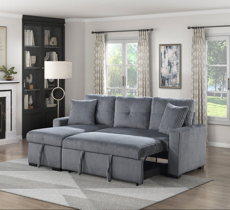 Rhett Dark Gray 3-Piece Reversible Sectional with Pull-out Bed and Hidden Storage from Homelegance - Luna Furniture